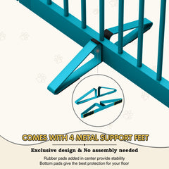 Durable MDF construction with included metal feet keeps the gate stable on floors.