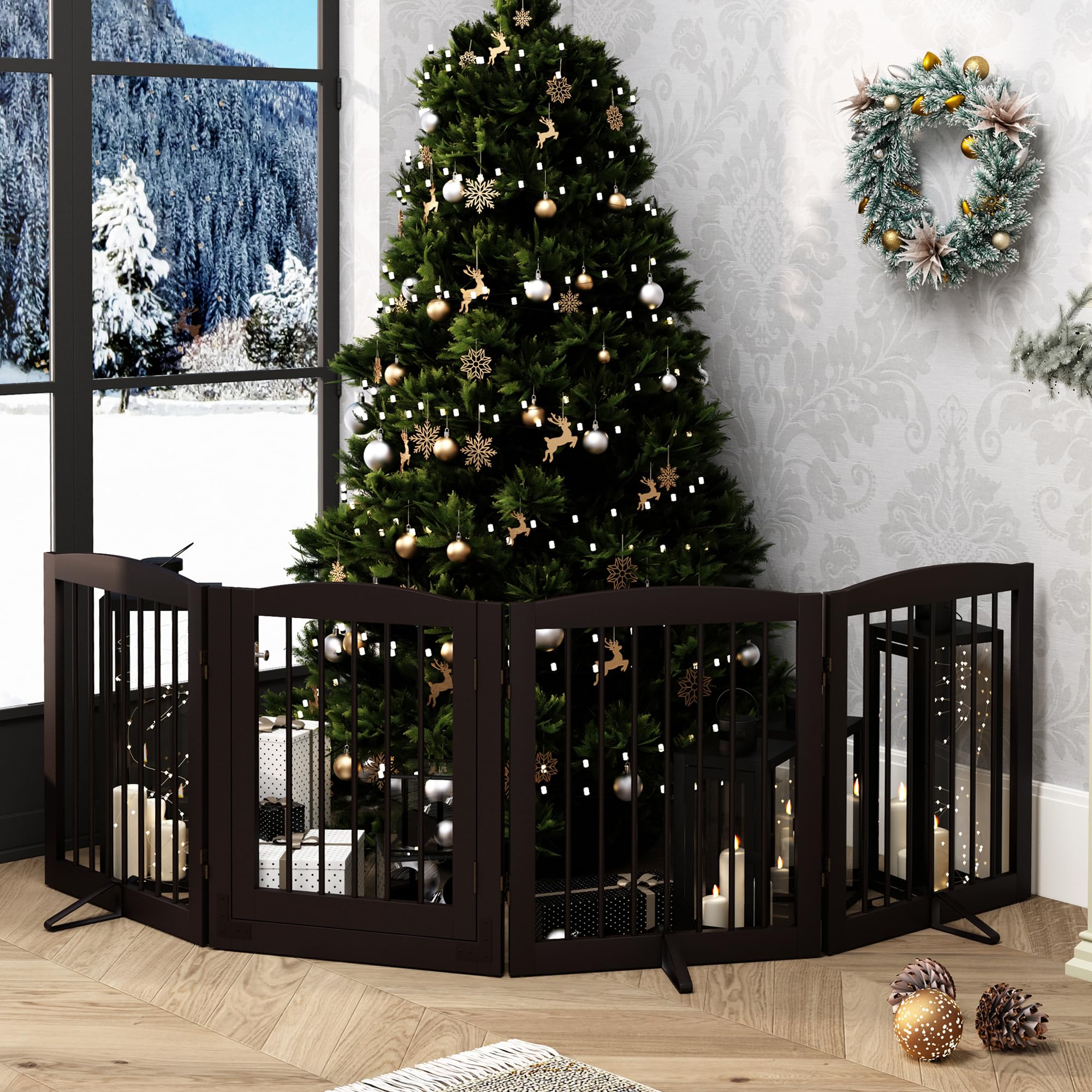 PUPETPO four panel barrier supports multiple pets with flex layouts