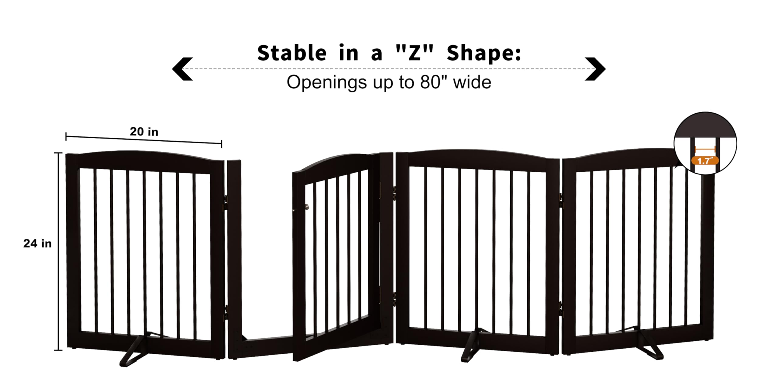 PUPETPO 80 inch gate fits wide doorways and stair landings