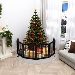 PUPPETPO wooden dog gate folded design saves space.