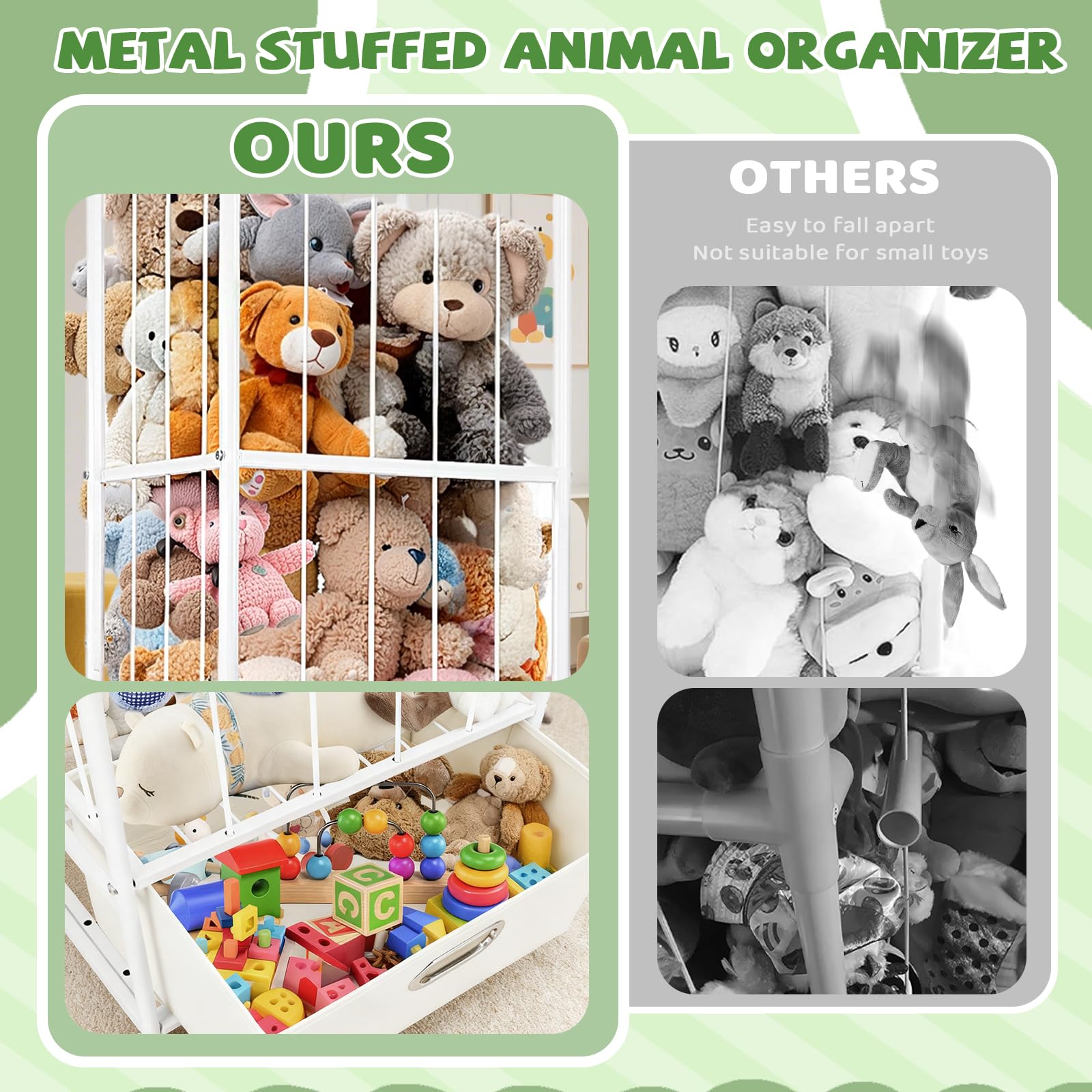 Puppiluv rolling toy organizer fits corners for easy cleaning.