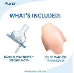 Pura Kiki stainless steel infant bottle with anti-colic design minimizes feeding fuss.