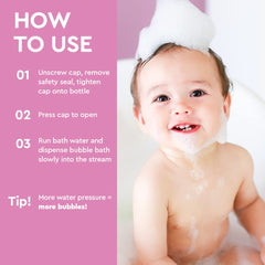 Puracy Bubble Bath for Children ingredient-list close-up highlights plant-based formula.