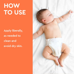 Texture swatch of Puracy Baby Lotion showing light, fast-absorbing hydration