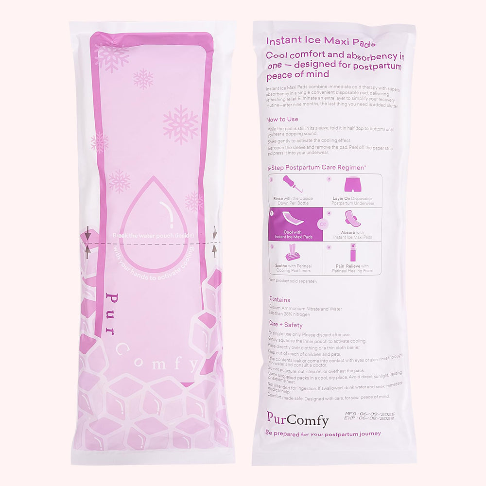 PurComfy 10-pack postpartum pads ready for recovery and relief.