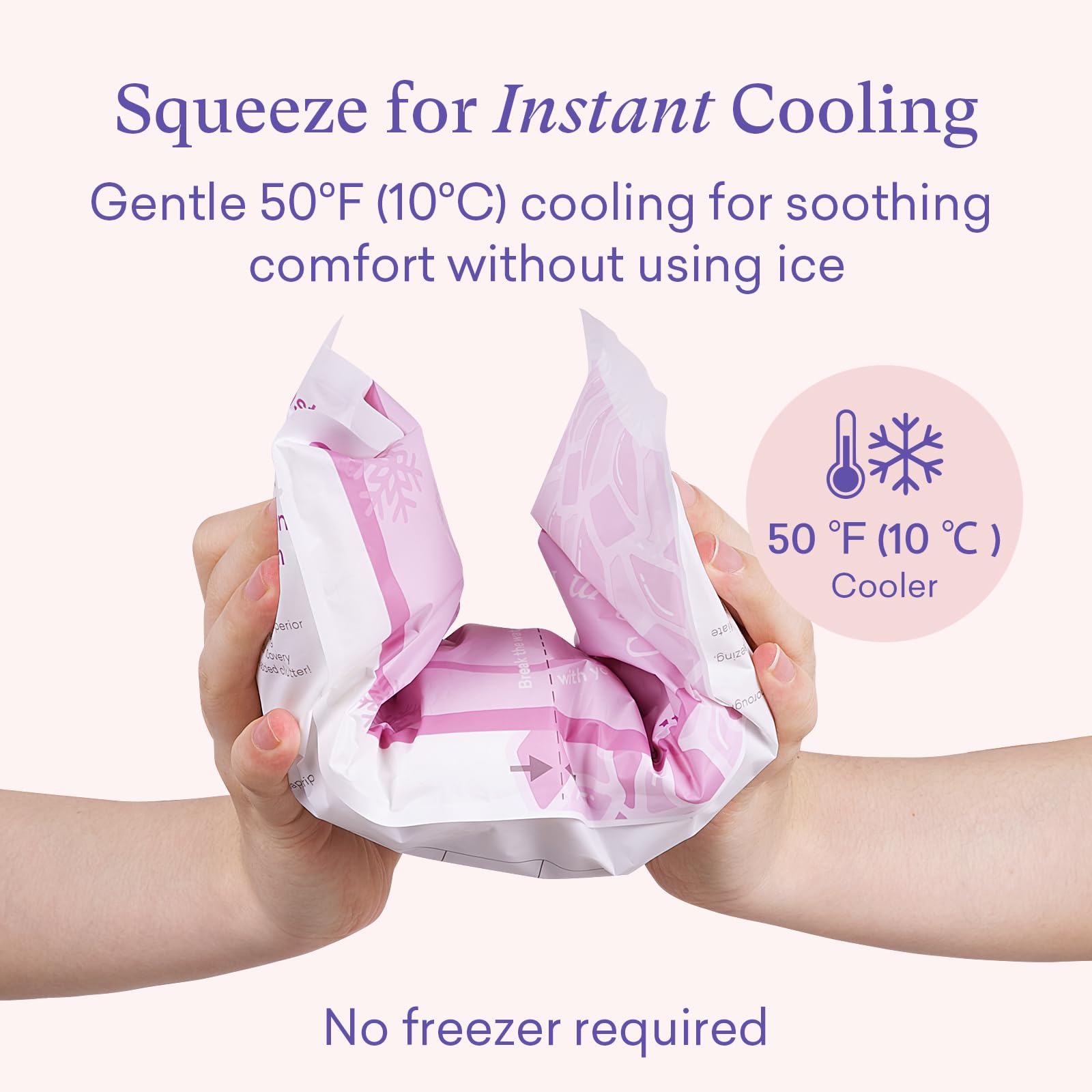 PurComfy 2-in-1 postpartum pads illustrate cooling effect for comfort.
