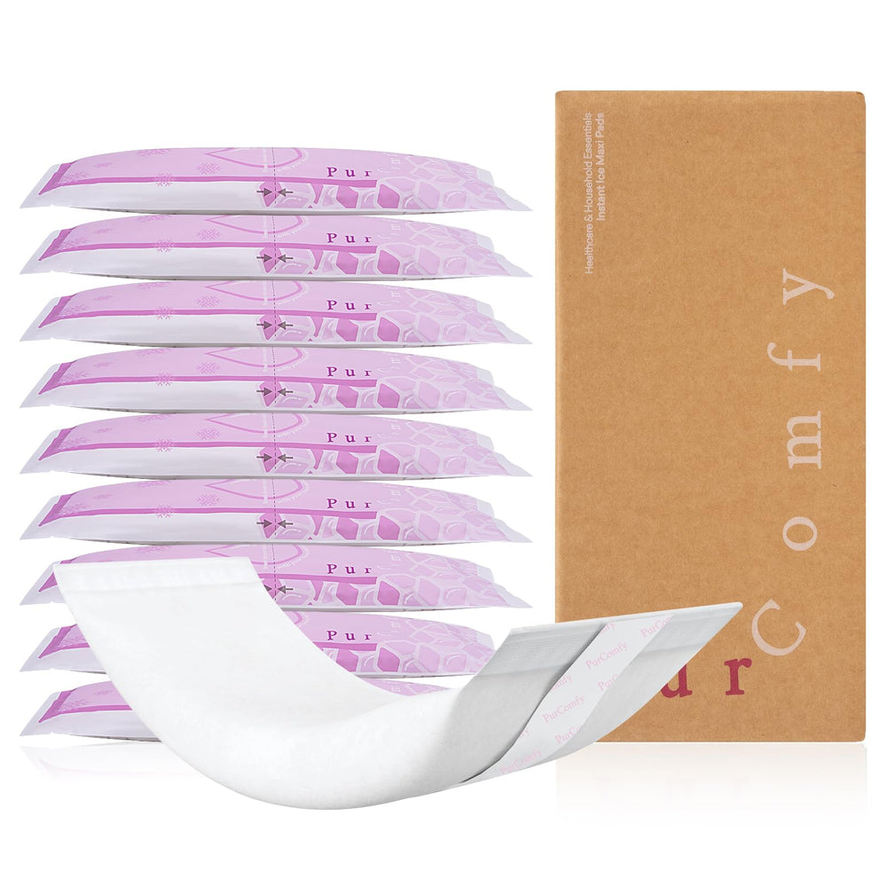 PurComfy 2-in-1 postpartum pads unwrapped for convenient cooling care.