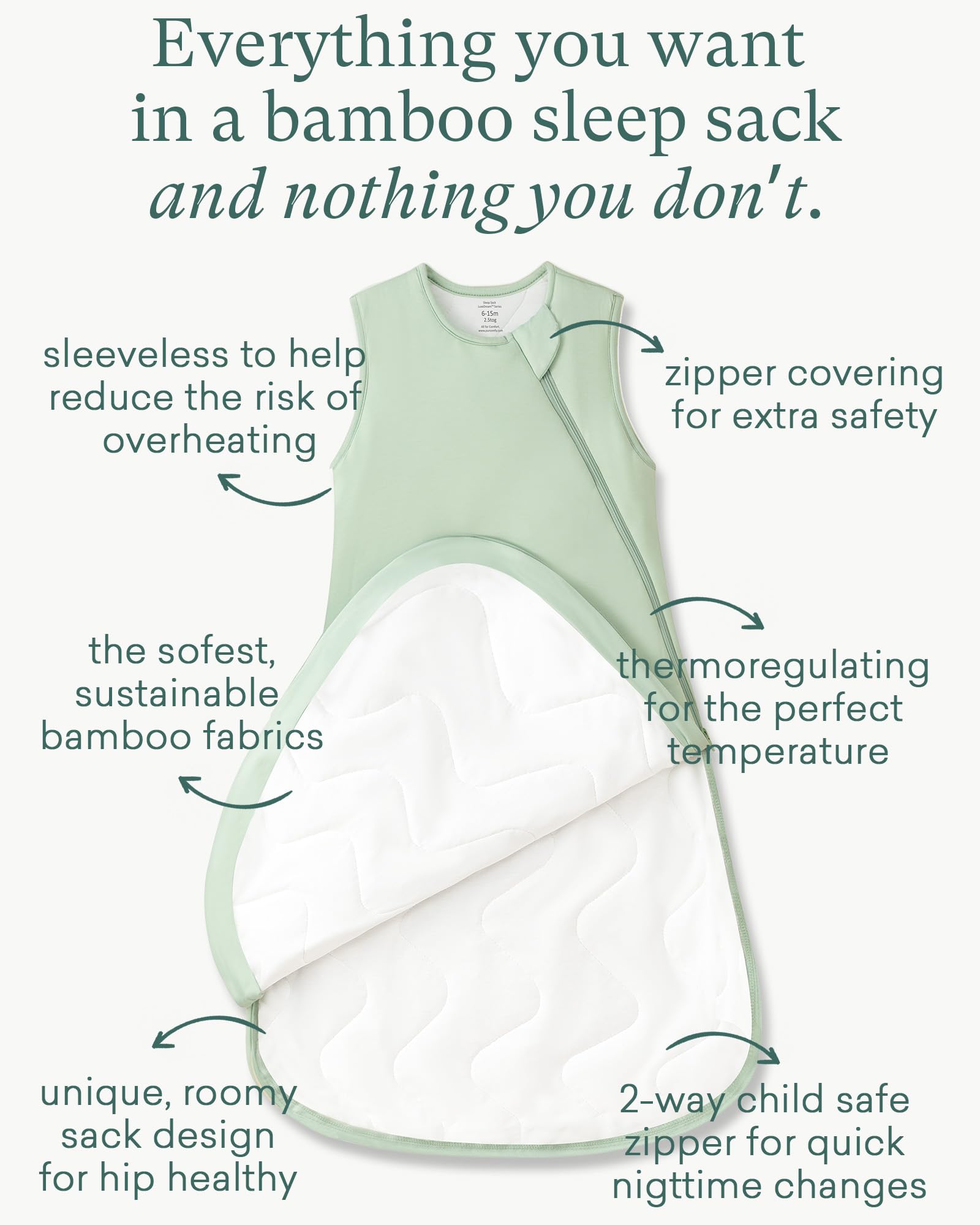 PurComfy 49.2-inch-length sleep sack, designed to extend wear through growth spurts.