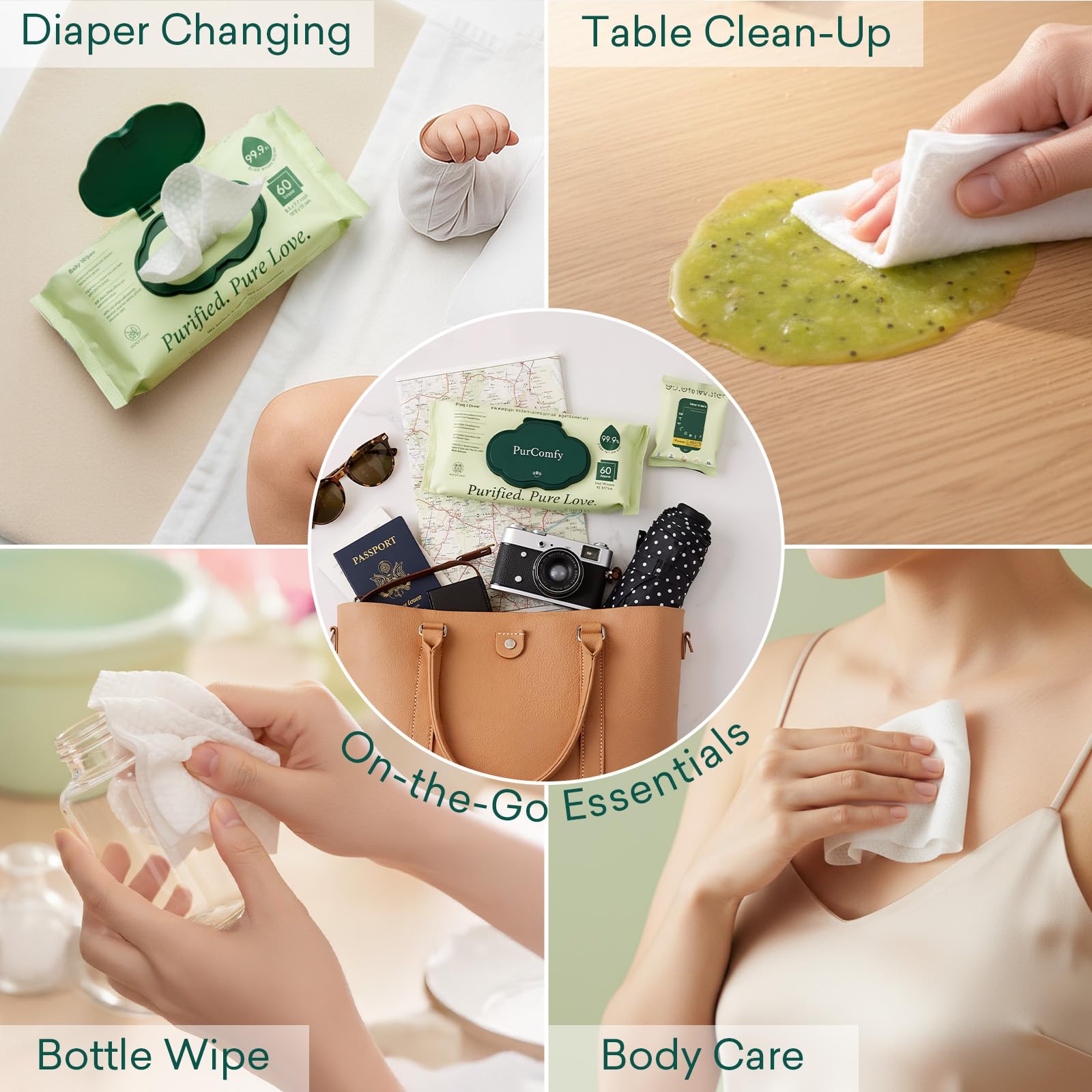 PurComfy unscented wipes maintain natural skin pH balance.