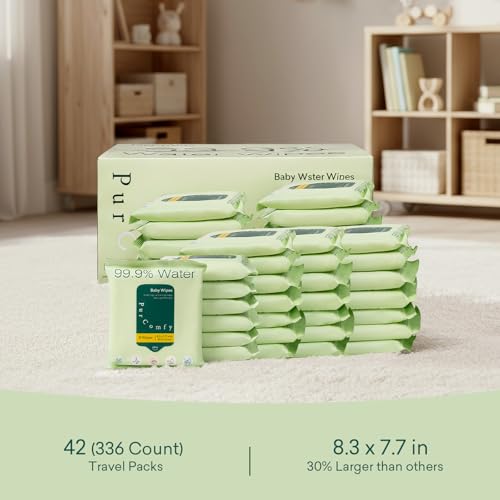PurComfy unscented baby wipes travel pack back view with packaging details