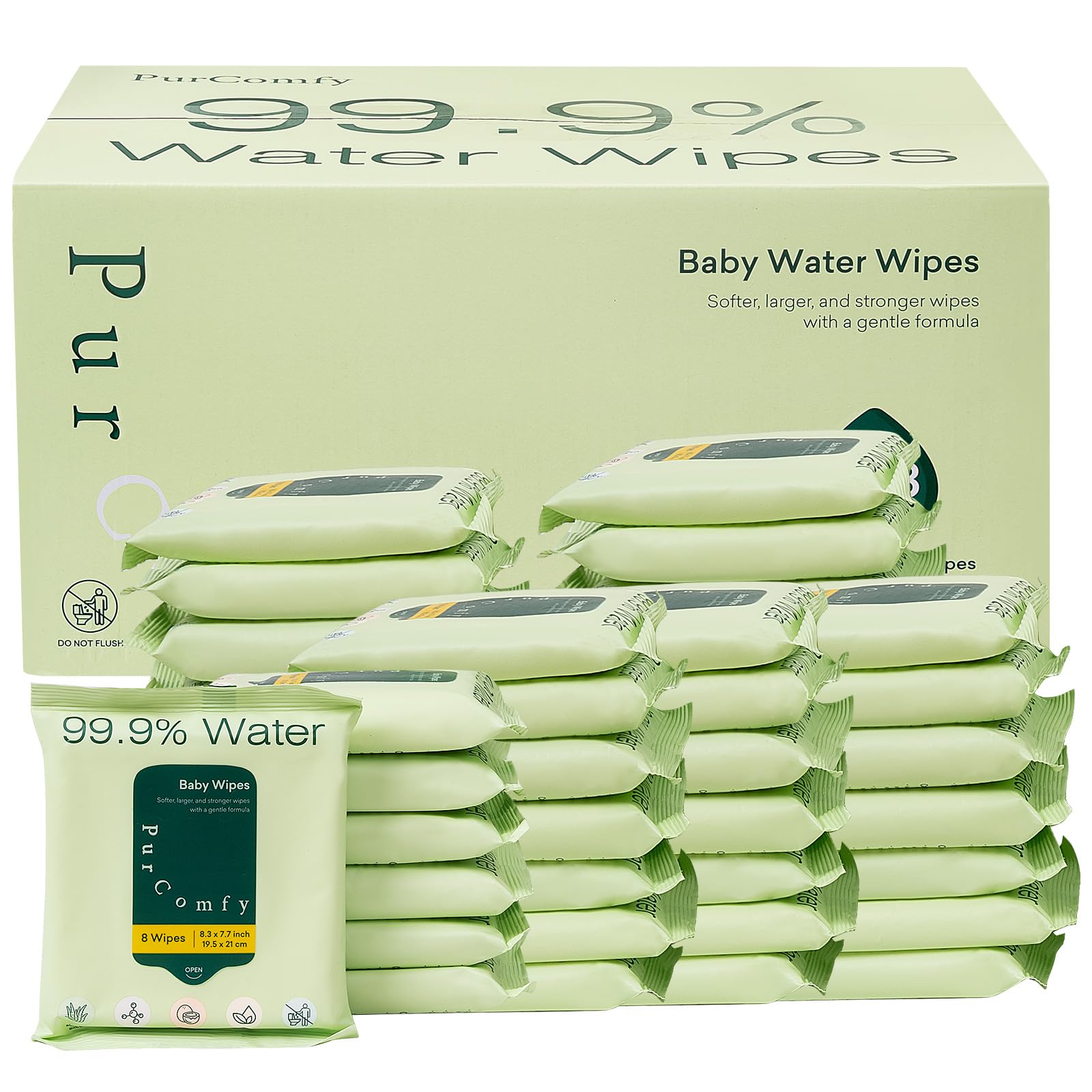 PurComfy unscented baby wipes travel pack front view for gentle newborn cleansing
