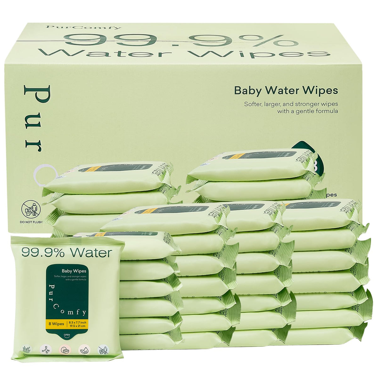 PurComfy unscented baby wipes travel pack front view for gentle newborn cleansing