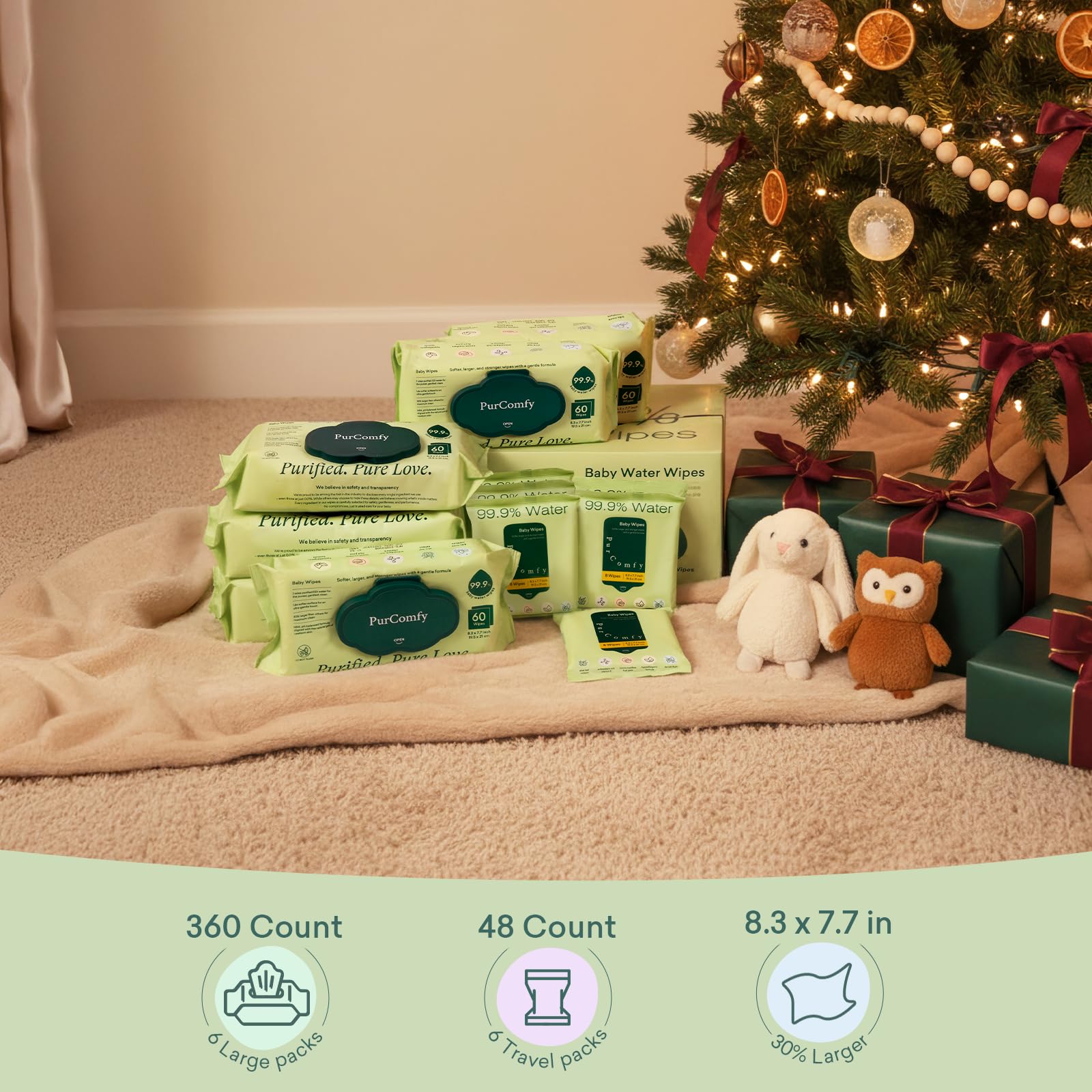 PurComfy unscented flip-top pack open for quick on-the-go cleanups.