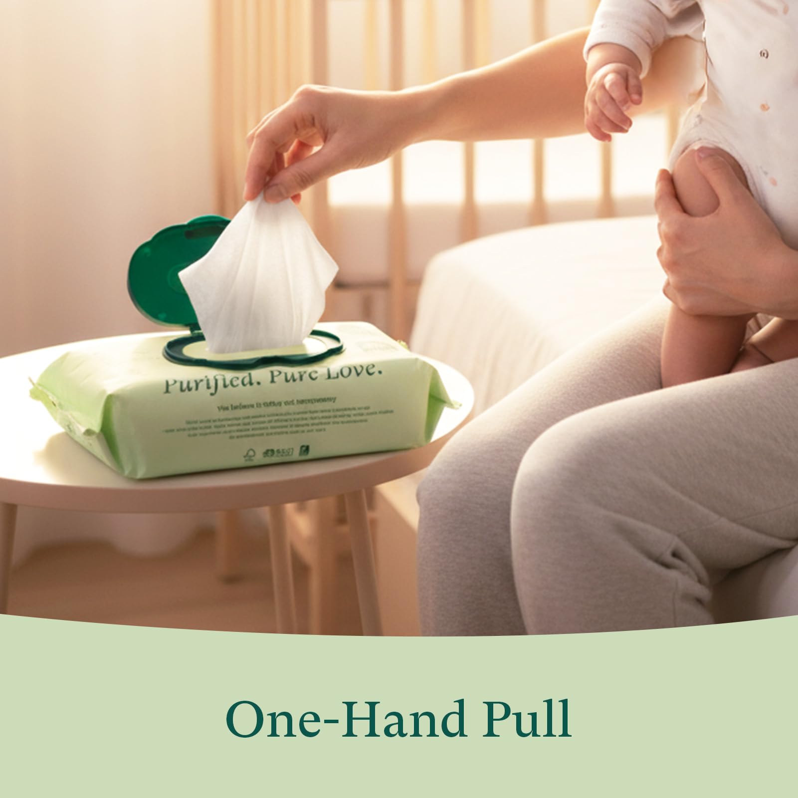 PurComfy dermatologist tested label indicating gentle care for baby skin.