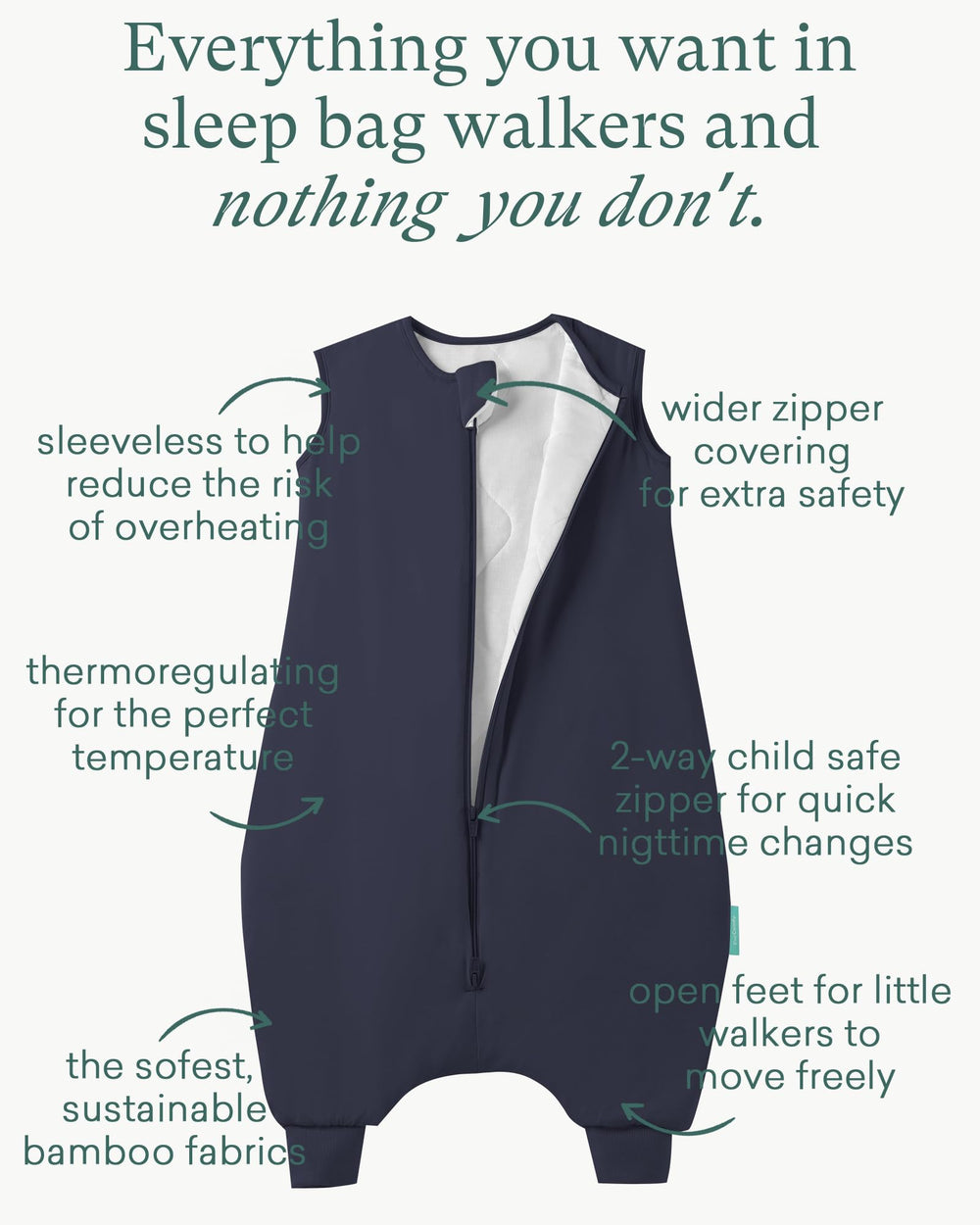 PurComfy footed sleep sack with leg room for active toddlers to move safely