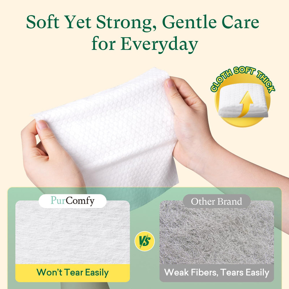 PurComfy wipes large size provides more coverage per use.