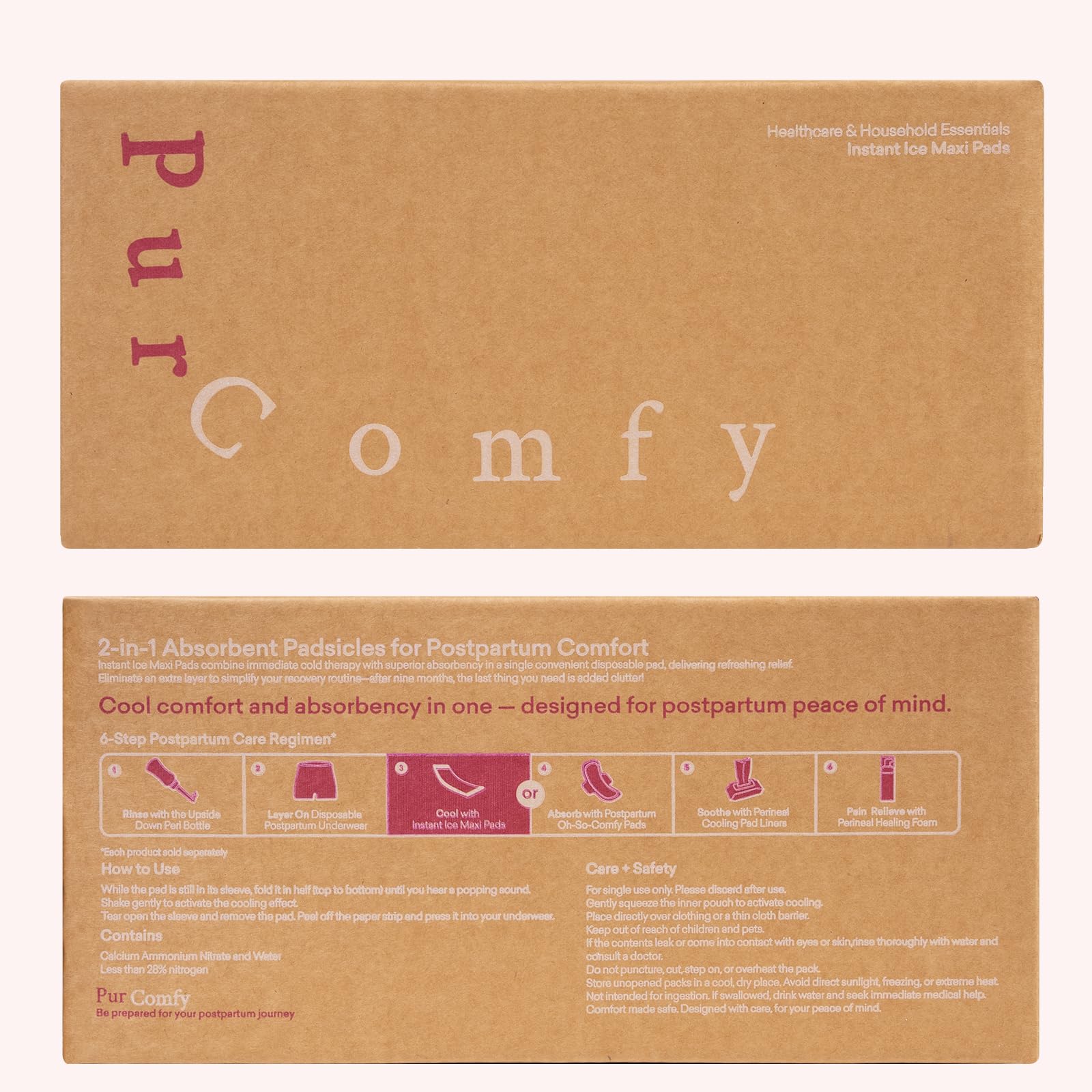 PurComfy 2-in-1 postpartum pads in use providing cooling coverage.