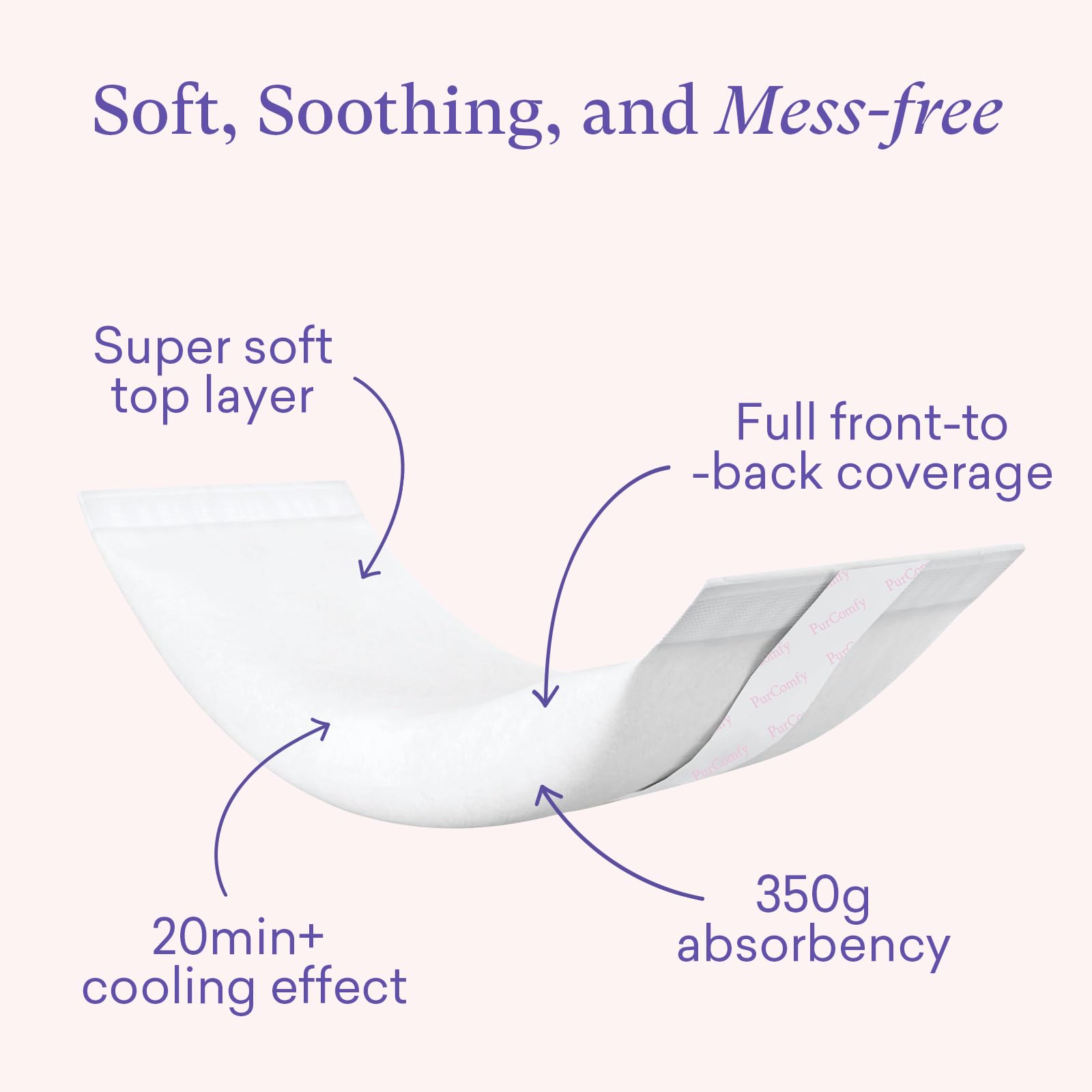 PurComfy postpartum pads pack open for easy recovery setup.