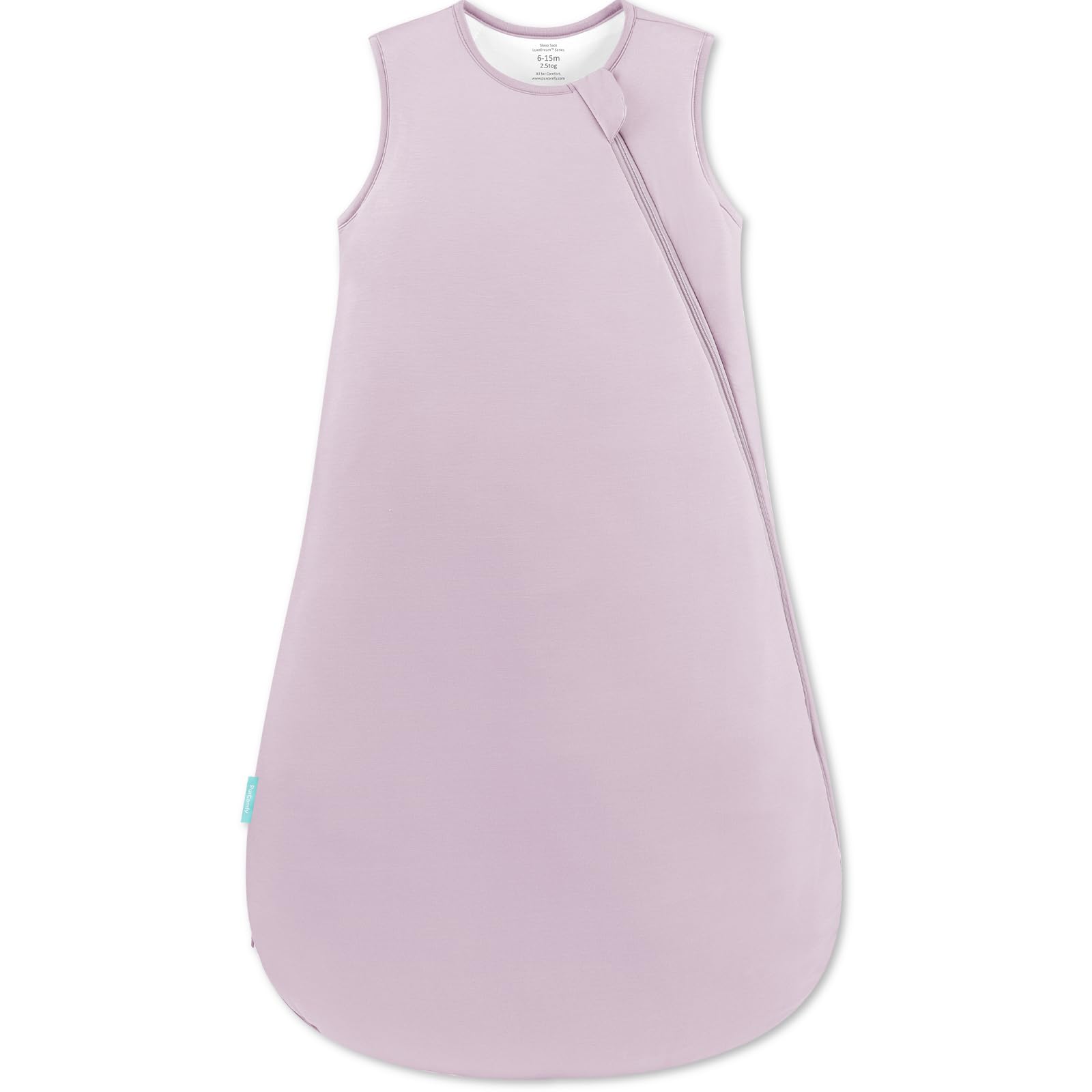 PurComfy Quilted Supersoft Sleep Sack Lilac fabric close-up for baby softness.