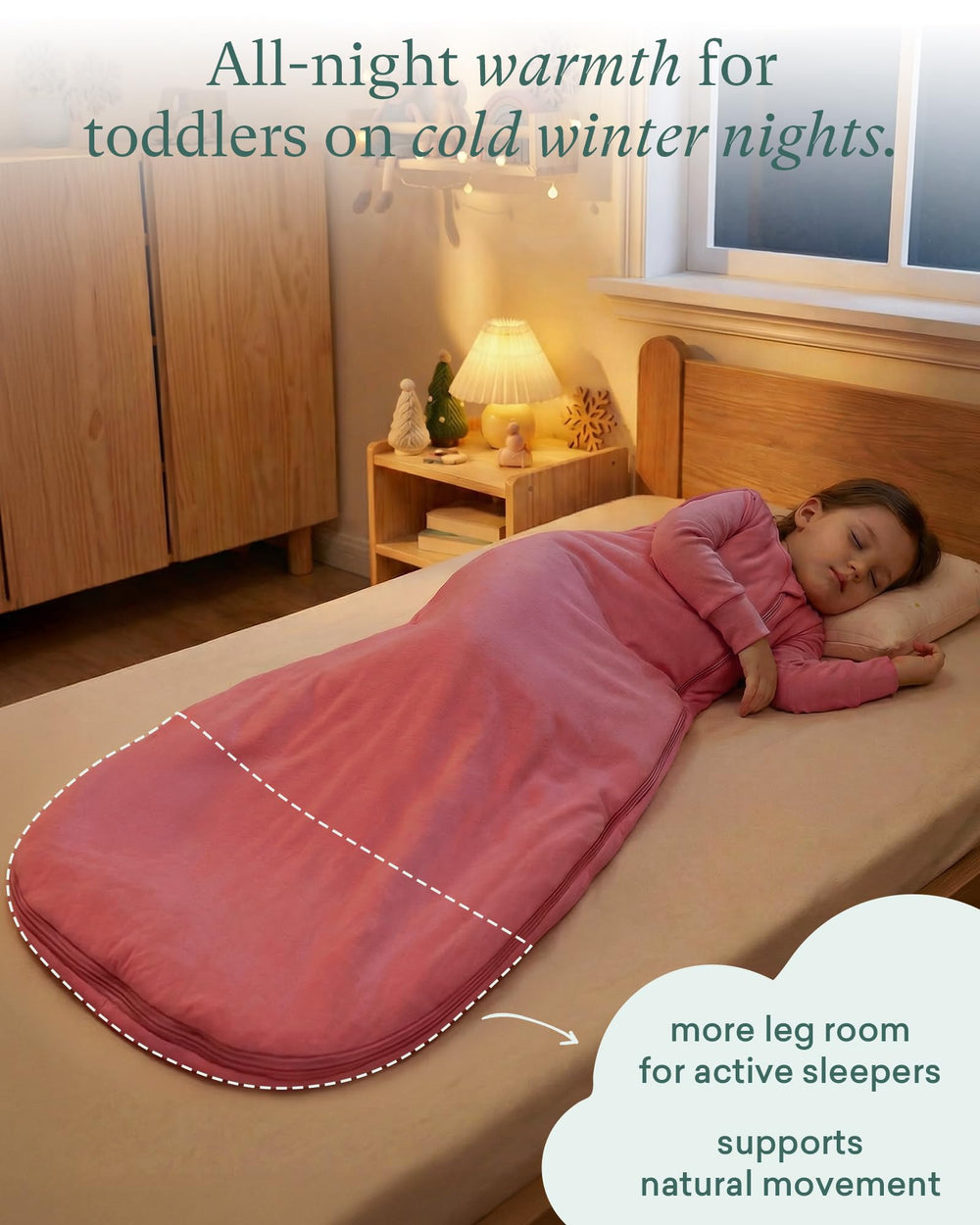 PurComfy roomier 3T–5T fit allows free leg movement for better sleep.
