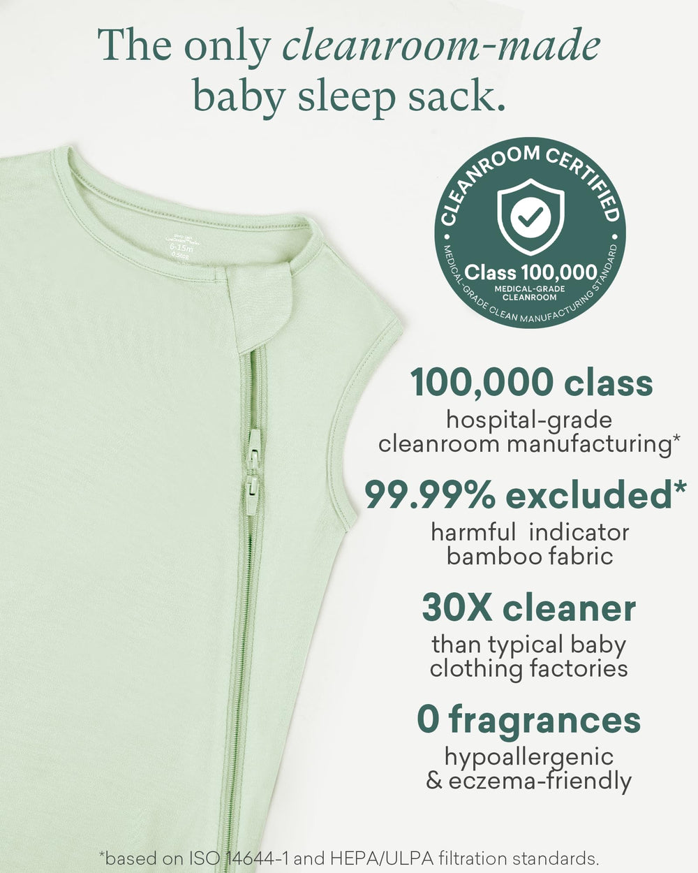 Baby wearing PurComfy Supersoft Sleep Sack in crib during quiet night