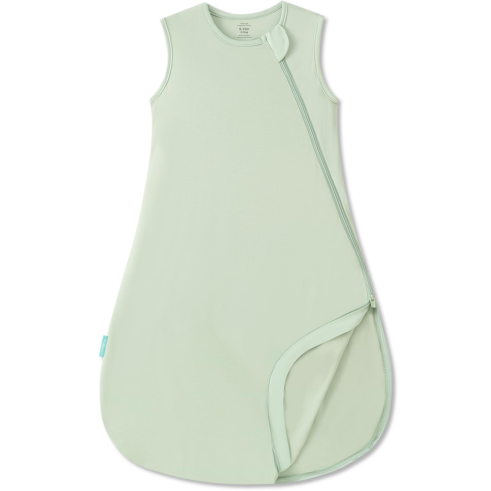 PurComfy Supersoft Sleep Sack in sage shows 0.5 TOG warmth for cozy nights.