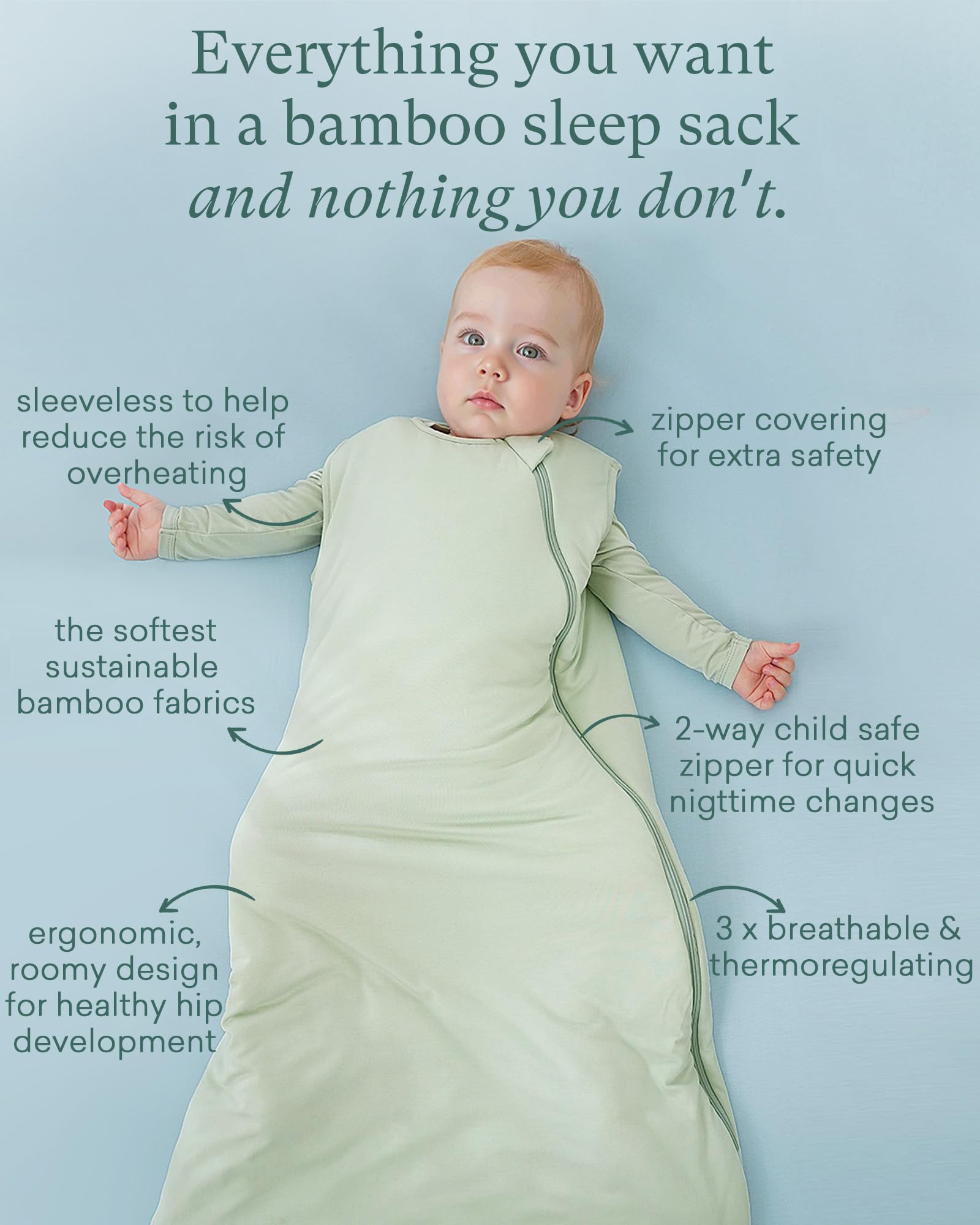 PurComfy Supersoft Sleep Sack opened to reveal two-way zipper.