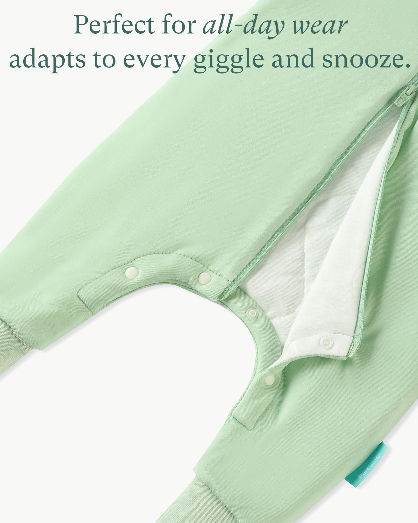 PurComfy Supersoft zipper guard protects delicate skin during changes.