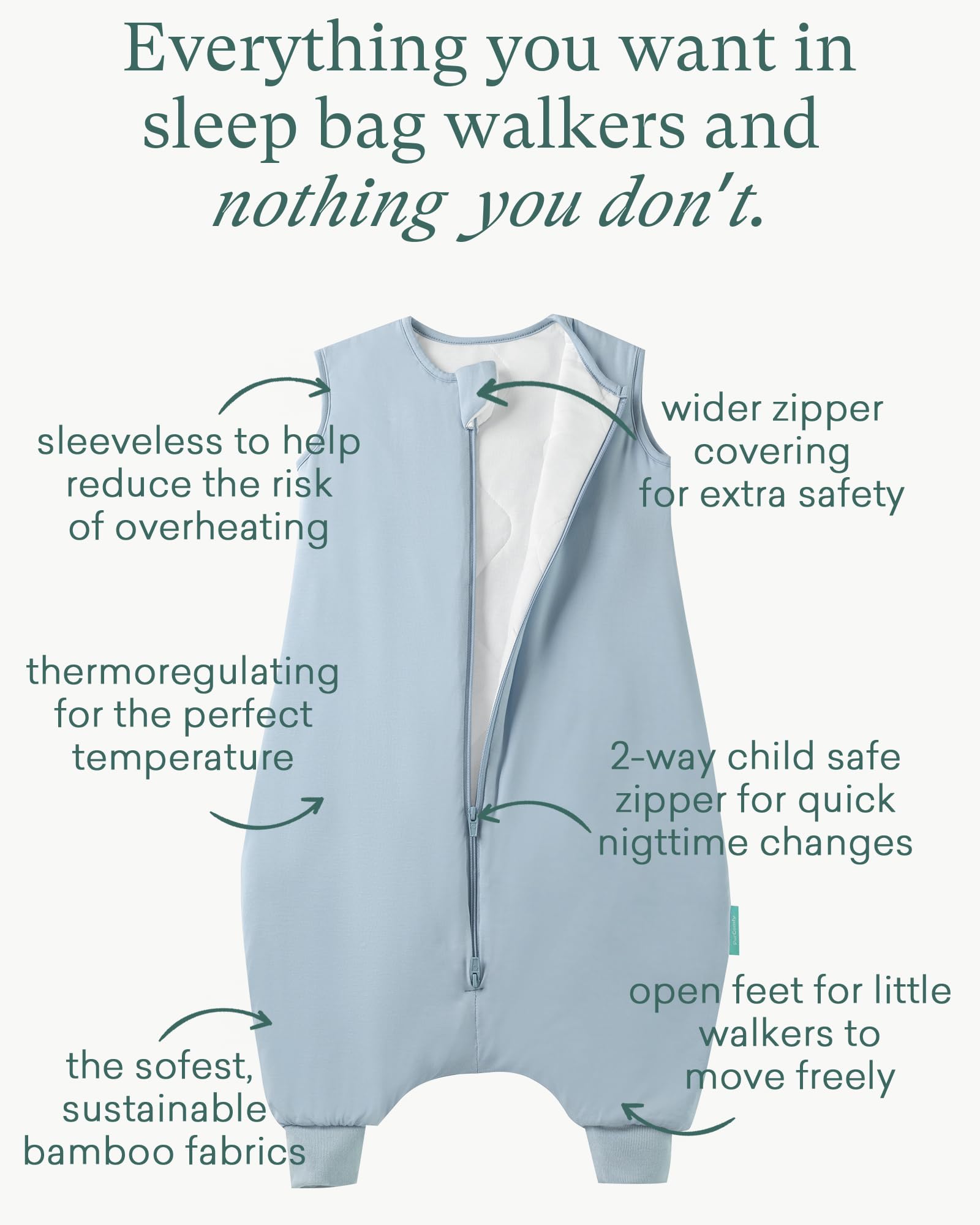 PurComfy toddler sleep sack with two-way zipper for quick changes.