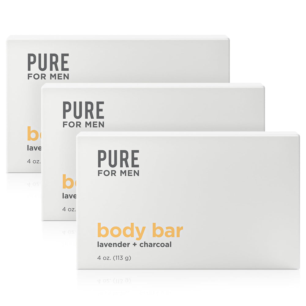 Pure for Men lavender charcoal texture close-up demonstrates cleansing with charcoal.