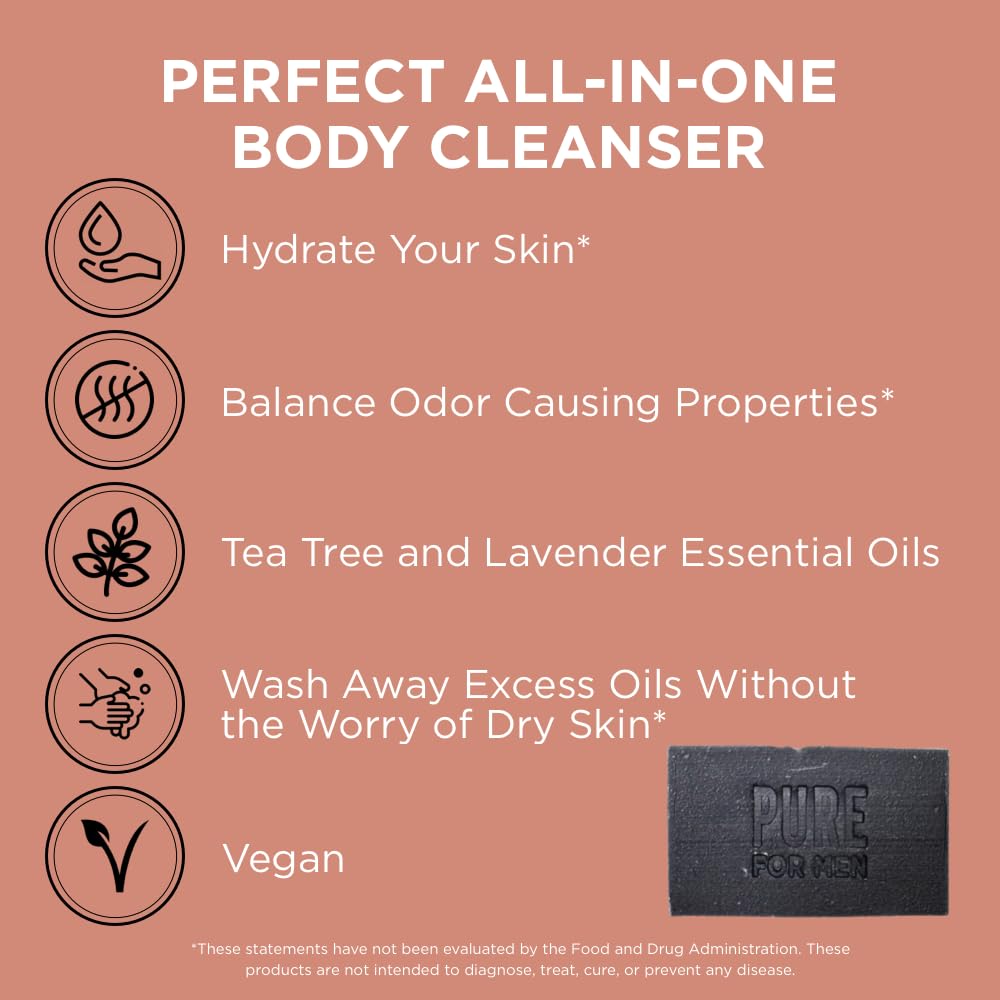 Pure for Men shaving prep with soap bar for smooth grooming.