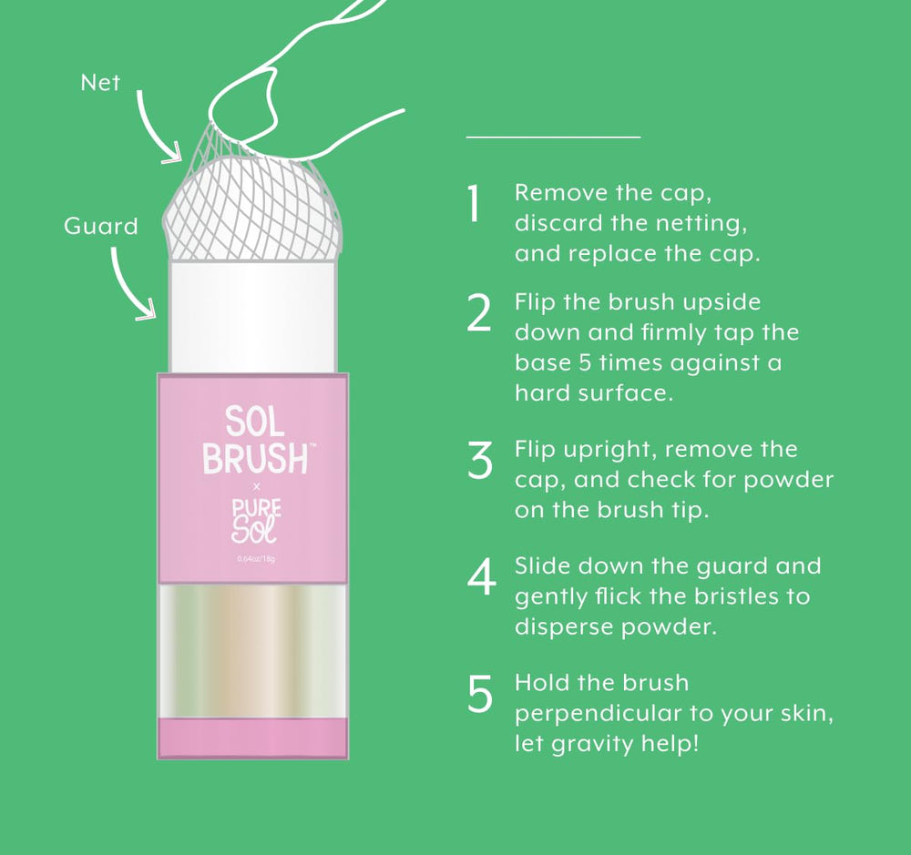 Pure Sol Sol Brush provides mineral protection with zinc oxide and titanium dioxide.