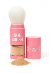 Pure Sol Sol Brush SPF 50 application demonstrates easy brush-on protection for face