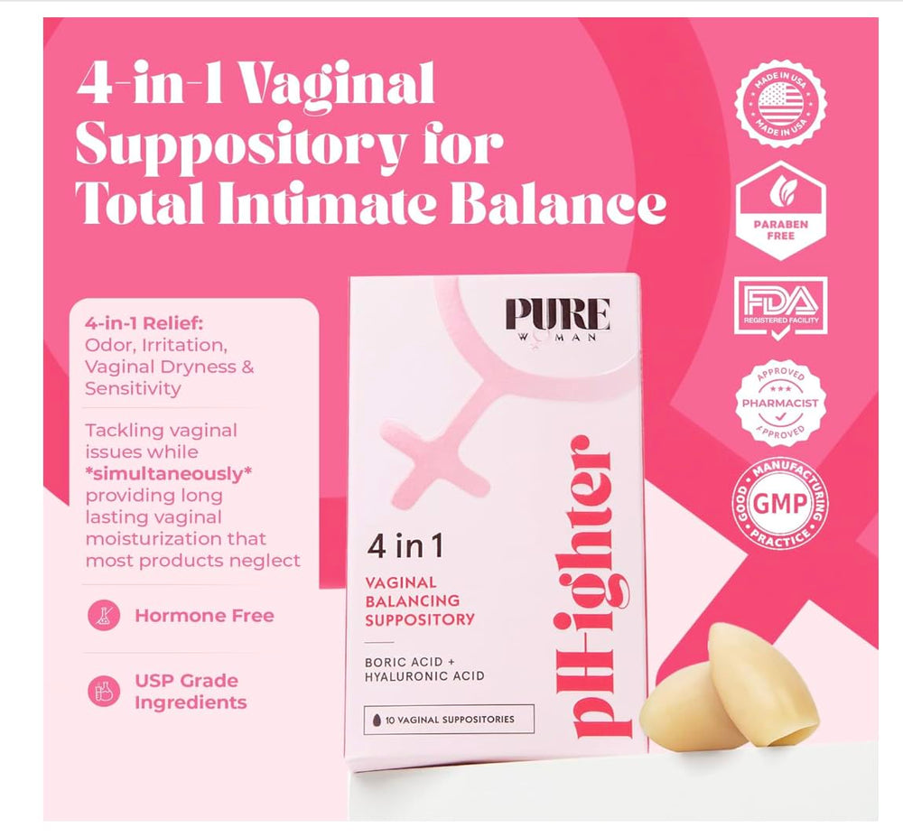 PURE WOMAN hyaluronic acid boost emphasizes vaginal tissue hydration.