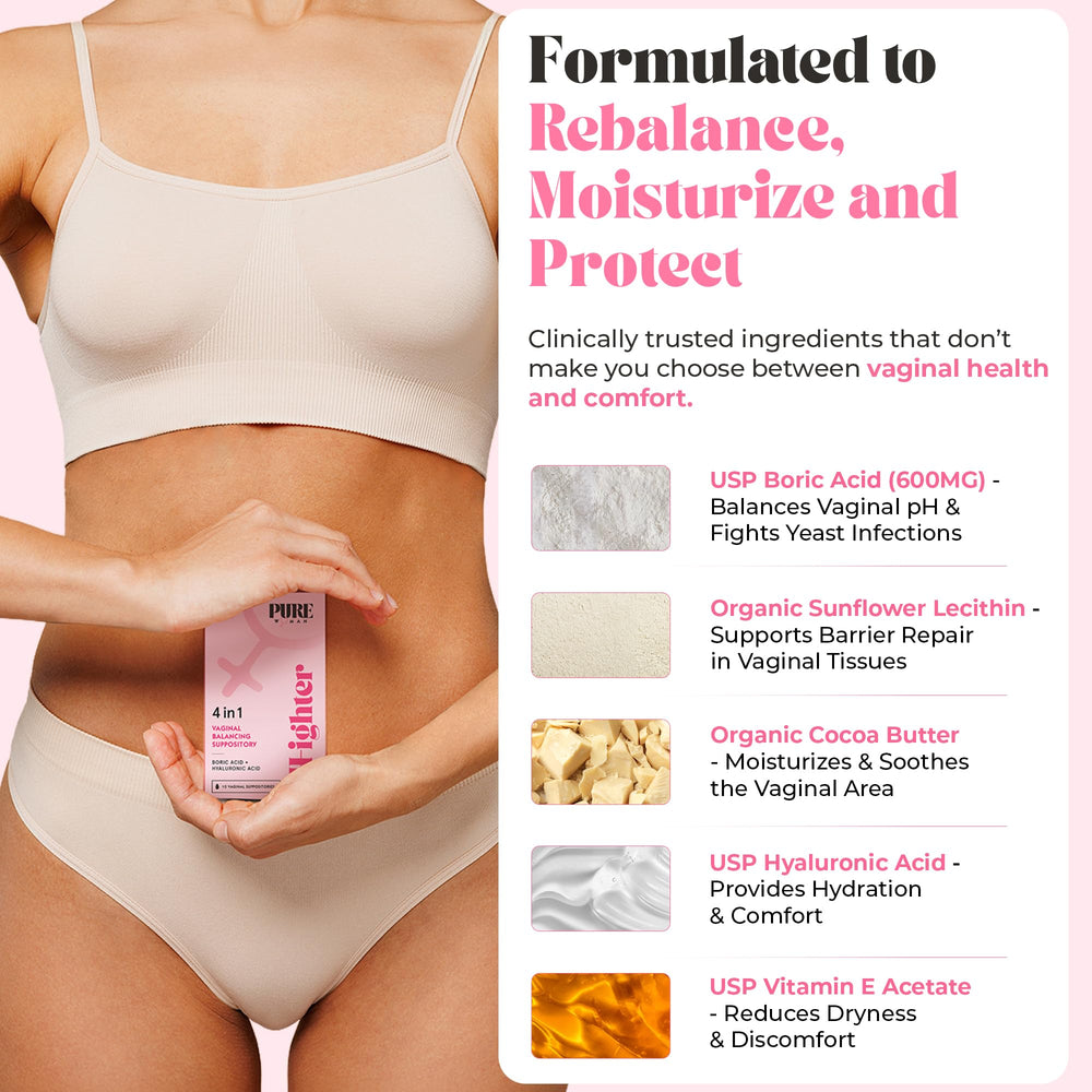 PURE WOMAN pH-ighter 10 single-use suppositories ready for use.