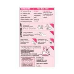 Closeup of PURE WOMAN pH-ighter 10 suppositories highlighting smooth cocoa butter moisture.