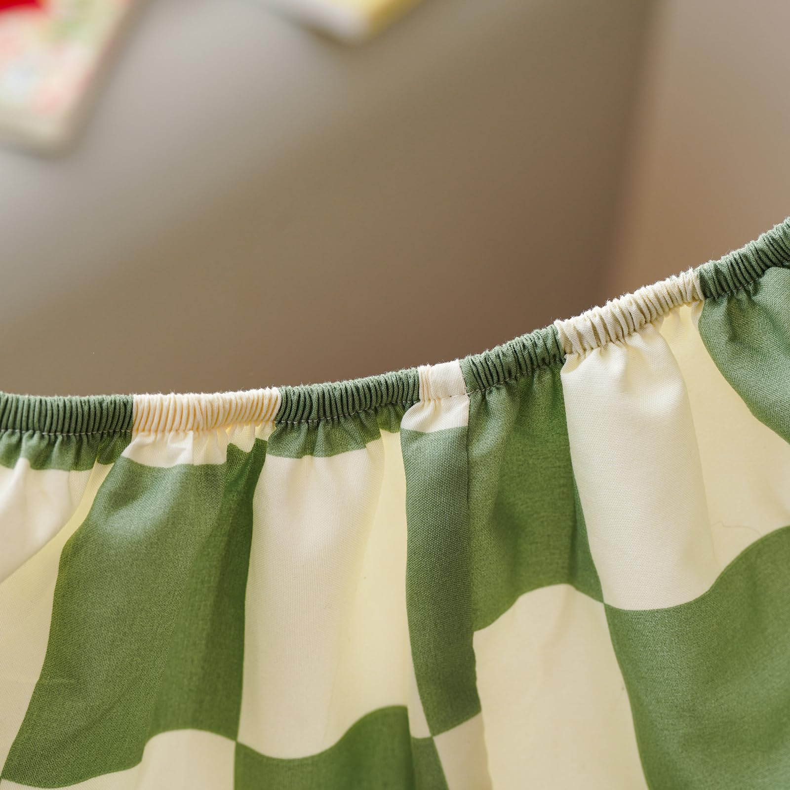 Pureant Green Plaid bedding close-up showing vivid grid pattern for stylish room