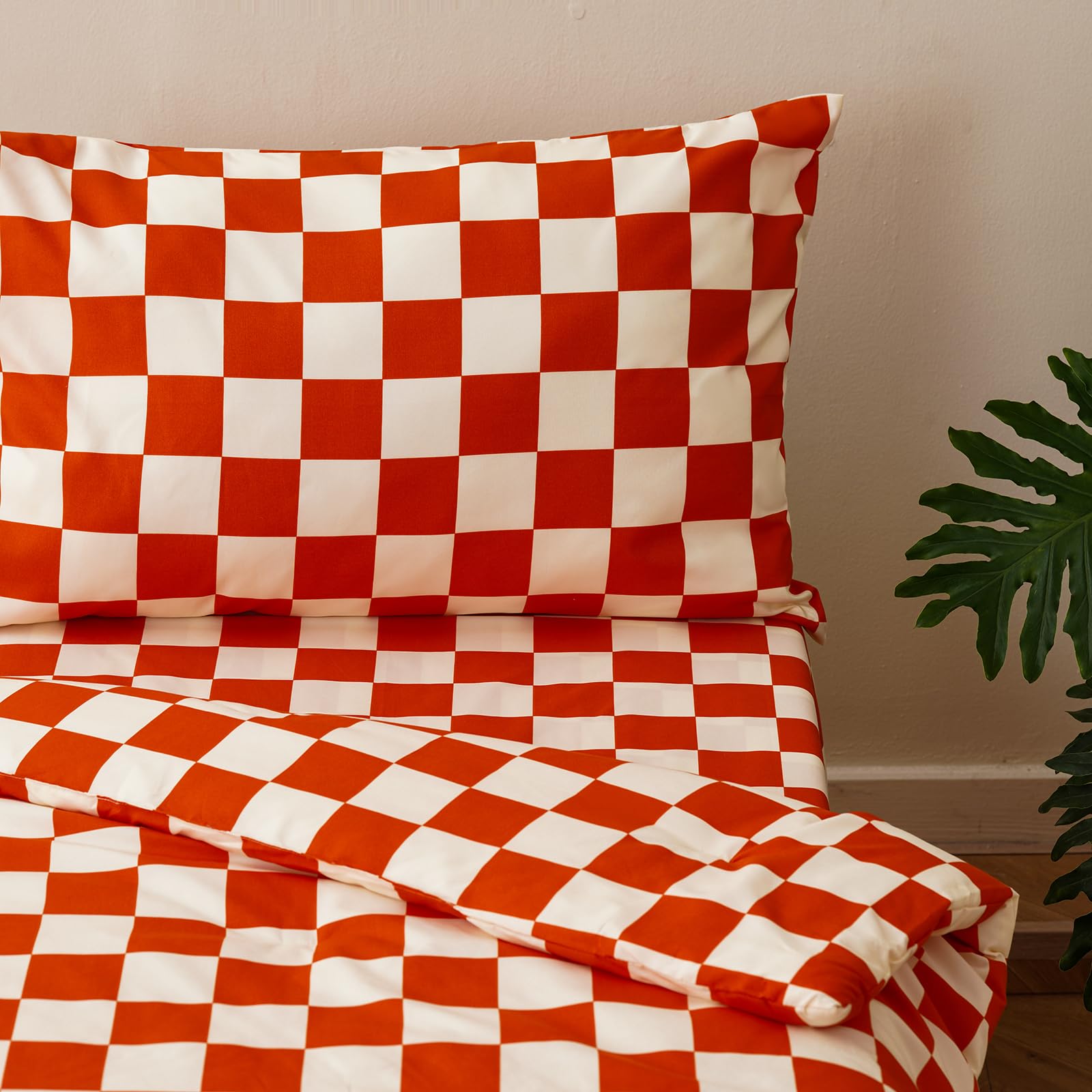 Pureant orange plaid toddler fitted sheet with snug durable fit for active kids
