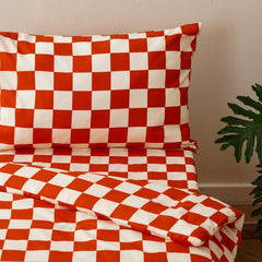Pureant orange plaid toddler fitted sheet with snug durable fit for active kids