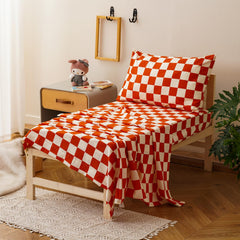 Pureant orange plaid toddler flat sheet highlighting smooth breathable fabric for comfy sleep