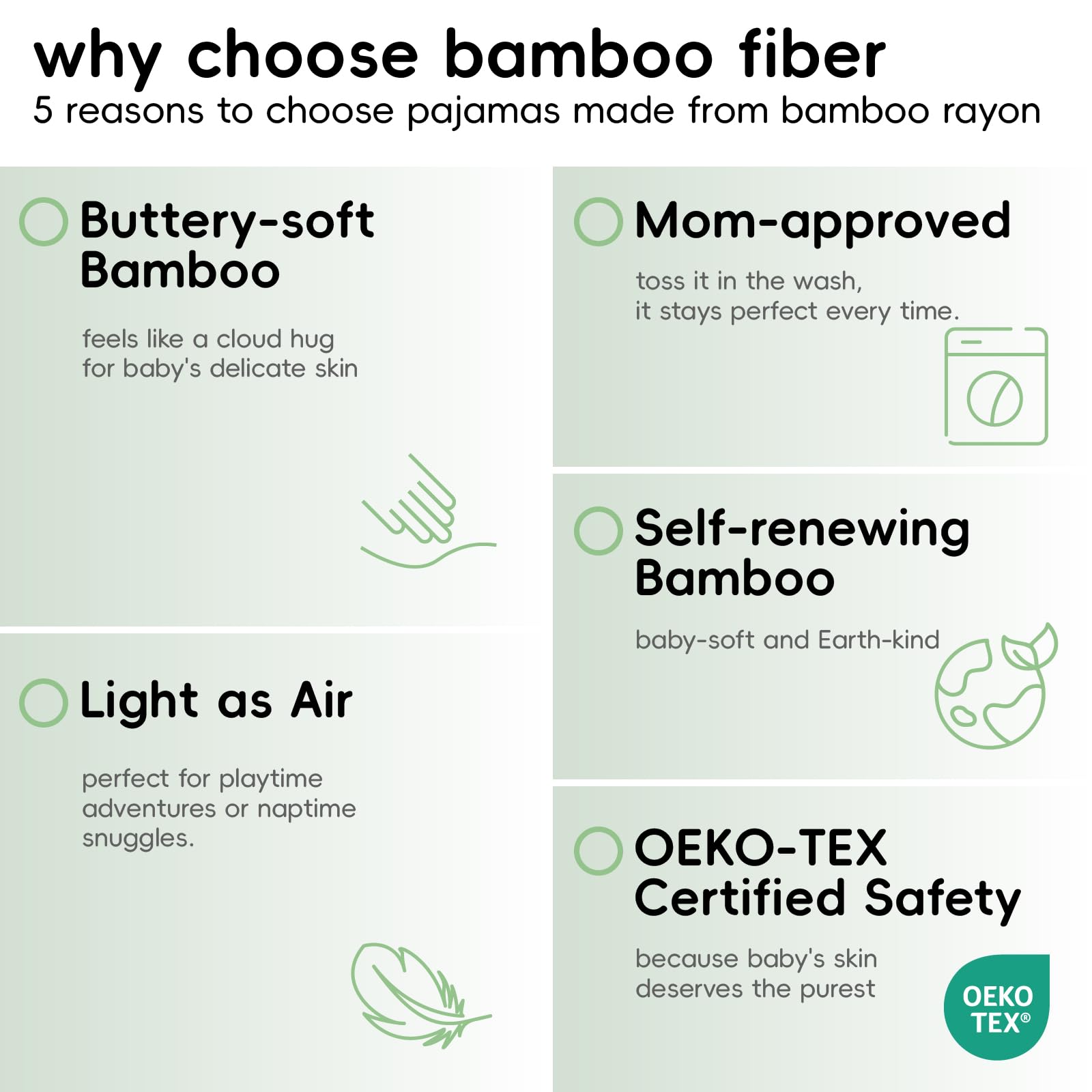 Pureborn bamboo sleeper with foot cuffs for easy wear adjustments.