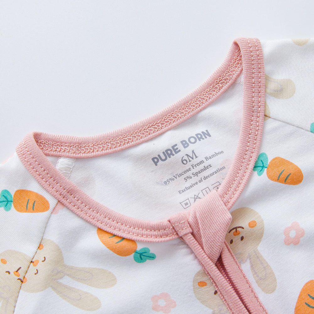 Pureborn tagless design for distraction-free, comfy sleep for delicate baby skin.