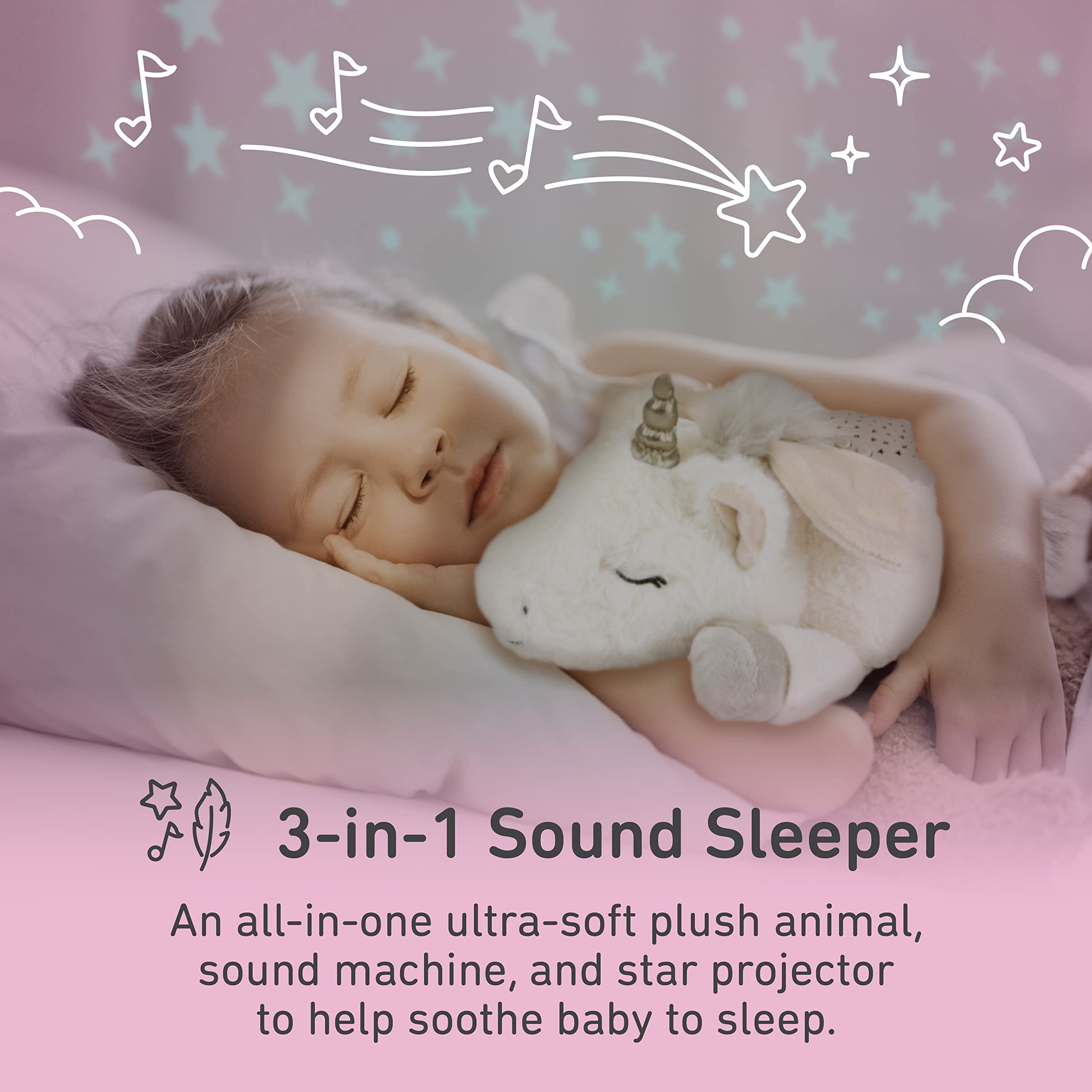 Pure Enrichment PureBaby star projector displays a calming wall show for sweet dreams.