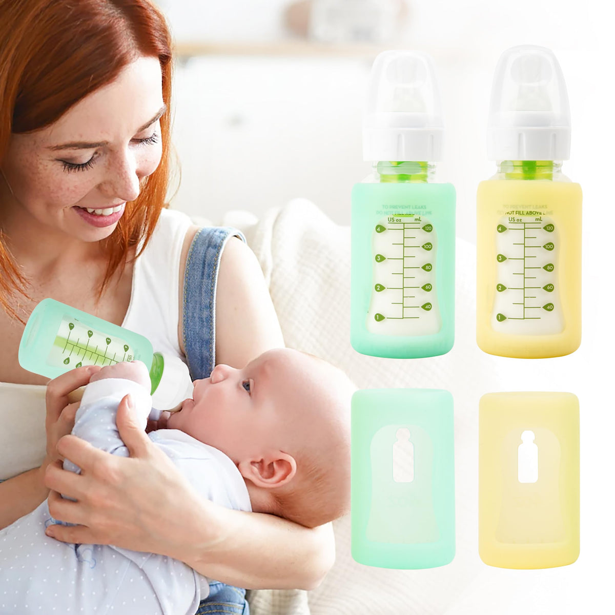 Purekra silicone bottle sleeve for Dr. Brown 4oz bottles protects during transport and daily use.