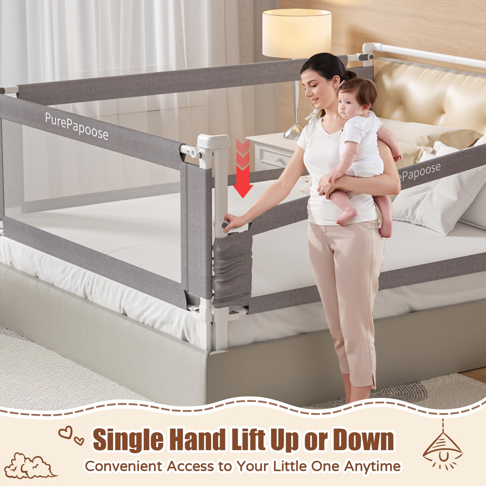 PurePapoose 3-piece rail system eases nightly care with easy access.