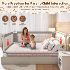 PurePapoose bed rail folded-down at bedside for easy access