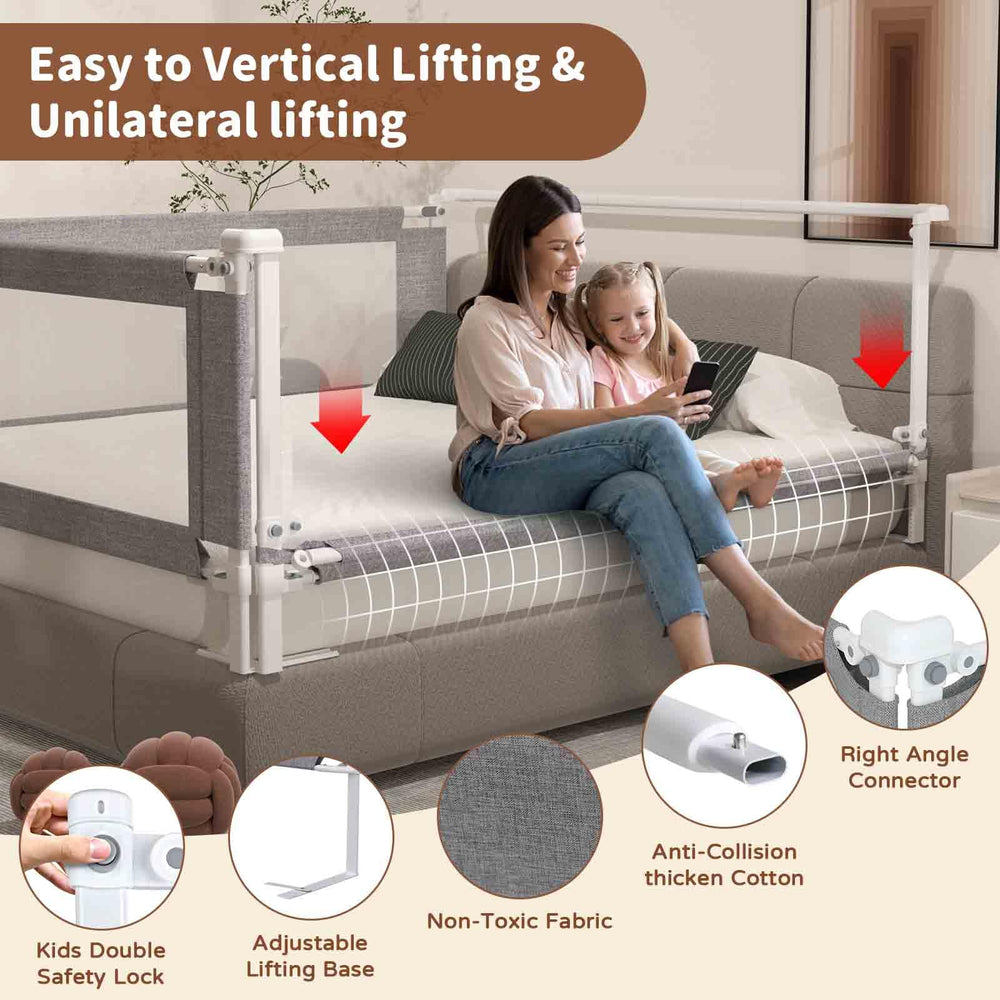 PurePapoose bed rail height adjustment enables custom mattress compatibility and easy nighttime access.