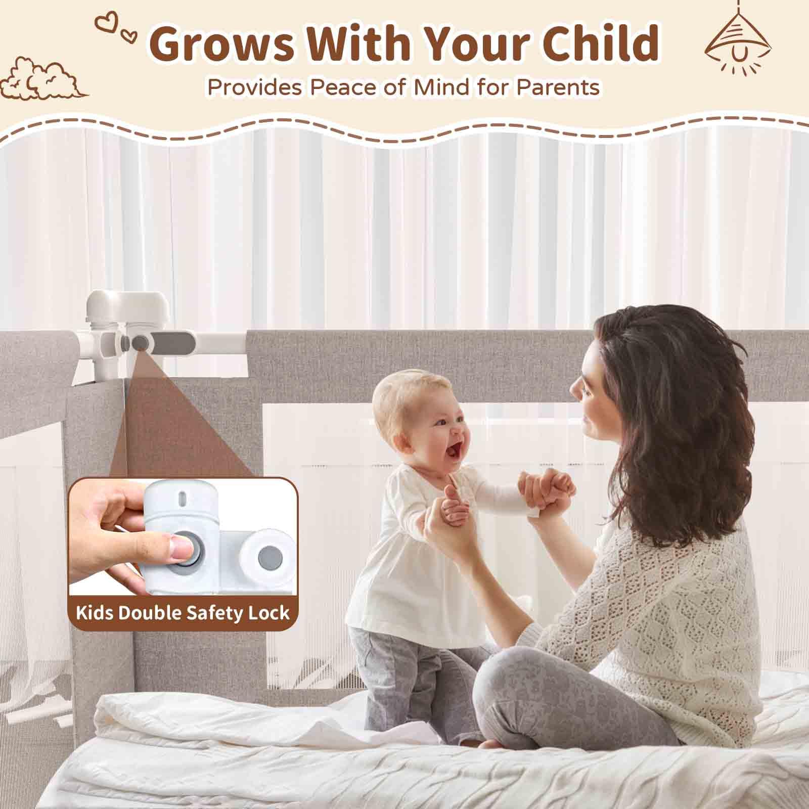 PurePapoose rail with rounded edges for a safer sleep environment.