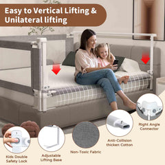 PurePapoose queen bed rail assembly demonstrates secure setup for queen beds.