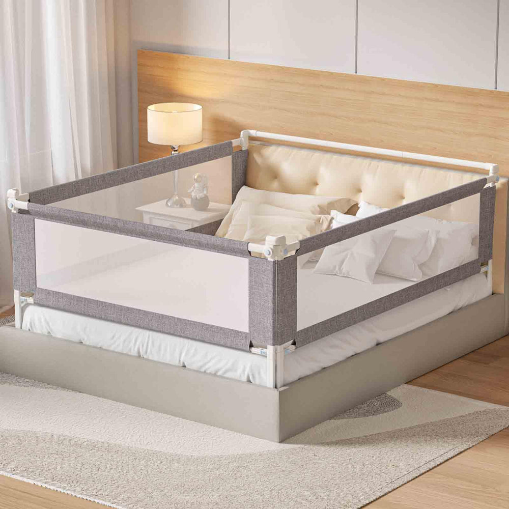 PurePapoose queen bed rail with headboard rod for sturdy toddler support.